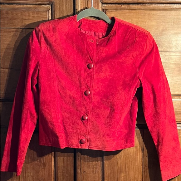 Vintage Dana Brooke Red Suede Leather Jacket - Picture 2 of 9
